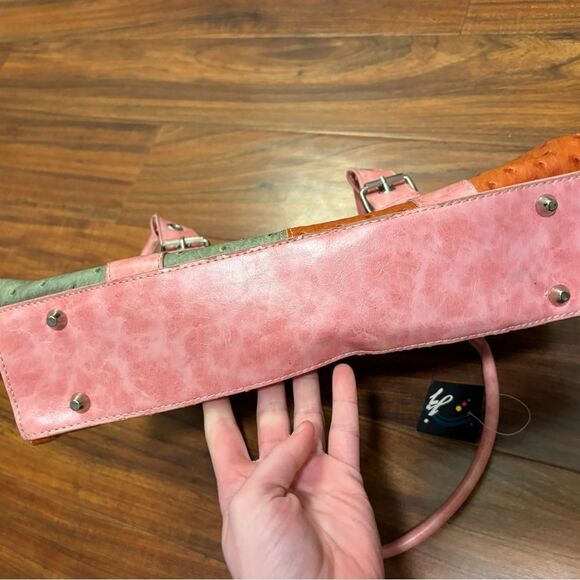 NYC Faux Leather y2k 2001 pink/white/green/orange purse - Picture 5 of 9